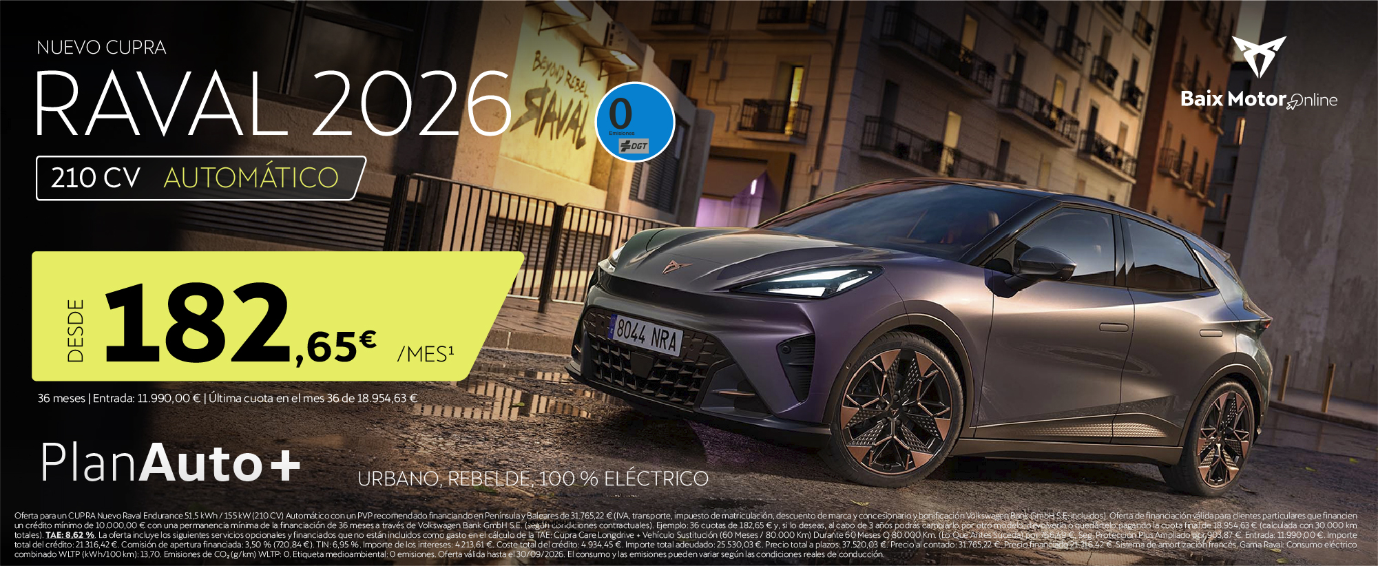 ¡100% eléctrico! Nuevo CUPRA Raval 2026 desde 182 €/mes